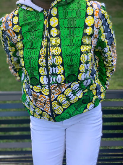 Vicky African Print Bomber Jacket With Hoodie
