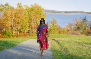 Denim Ankara Asymmetrical Dress